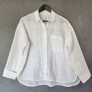 Haven Well Within Oversized S Blouse Womens Boxy Button Down 100%‎ Linen White